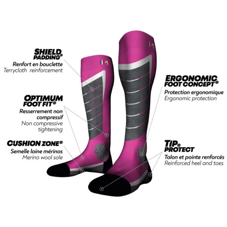 Monnet Access - Chaussettes de Ski Pink 2022 - Chaussettes