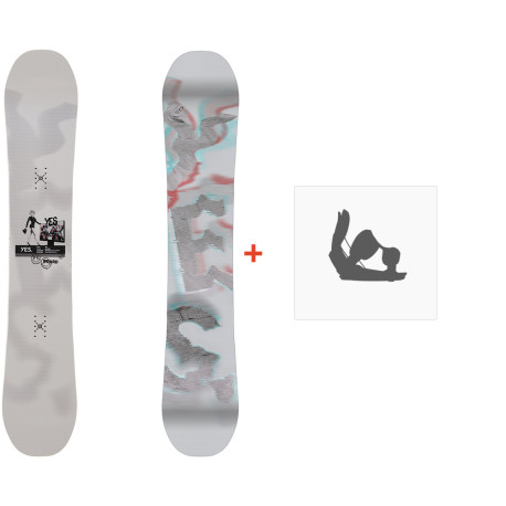 Snowboard Yes Typo 2023 + Fixations de snowboard - Pack Snowboard Homme