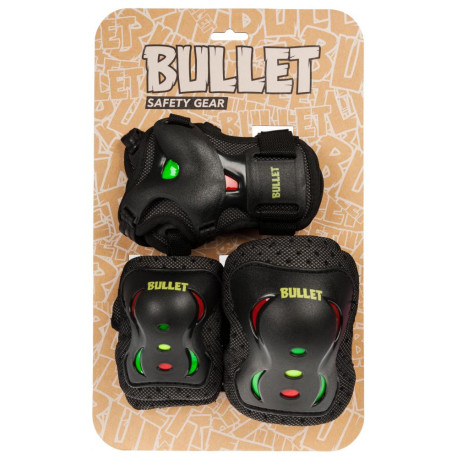 Bullet Junior Triple Padset Black Red Yellow Green 2019 - Protection Set
