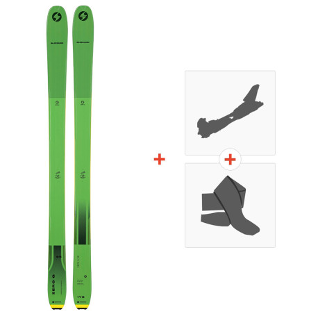 Ski Blizzard Zero G 095 Flat Green 2022 + Touring Ski Bindings + Climbing Skins  - Allround Touring