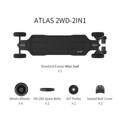 Skateboard Electrique Exway Atlas Carbon 2WD 2021 - Complet 