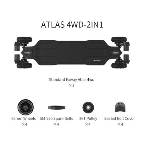 Skateboard Electrique Exway Atlas Carbon 4WD 2021 - Complet 