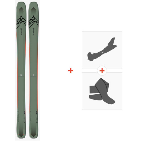 Ski Salomon N QST 106 OIL Green/Orang 2021 + Fixations de ski randonnée + Peaux